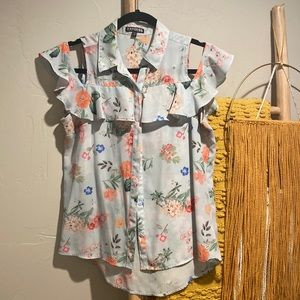 Express off the shoulder, floral shirt size XS